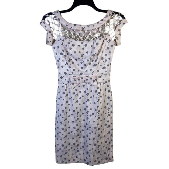 Tatyana Pin-Up Dress Women's Small Pink Grey Polka Dot Retro‎ Vintage 60s Style - Picture 2 of 16